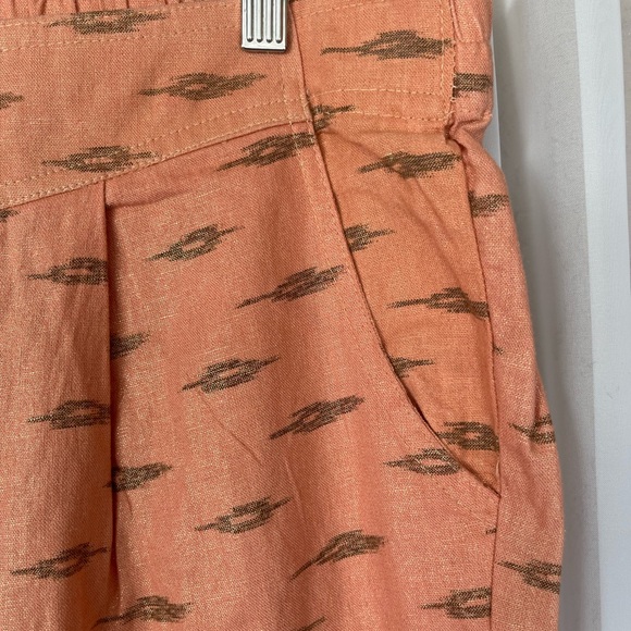 Free People linen aztec print ankle pants.color Peach Size L - Picture 10 of 14